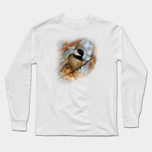 A Curious Black-Capped Chickadee in the Forest Long Sleeve T-Shirt